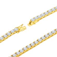 Sparkle 14K Yellow Gold 925 Silver Tennis 4Mm Chain With White CZ Stones