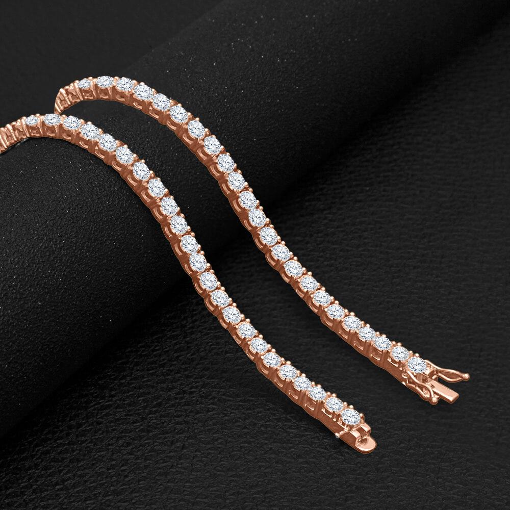 Sparkle 4MM Choker 925 Silver Tennis Chain Rose Gold Plated With White CZ Stones