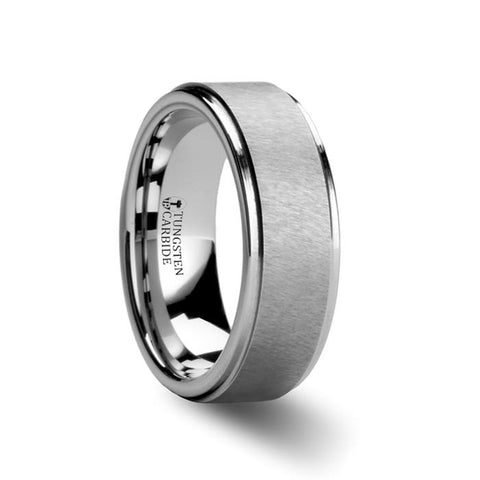 BROOKLYN Raised Etched Finish Tungsten Ring - 8mm