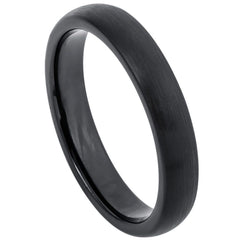 Men's Brushed Black IP Plated Classic Domed Band 4mm Tungsten Ring