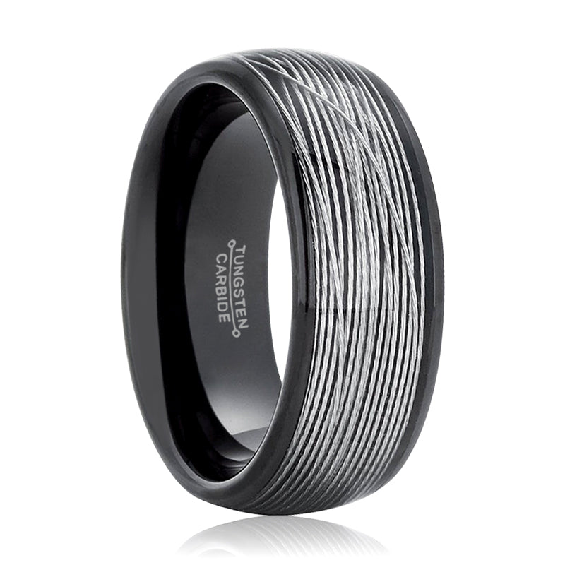 HURRICANE | Black Rolled Wire Tungsten Ring