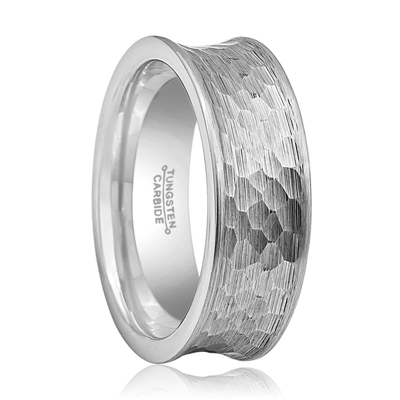 DECIUS | Concave Hammered Tungsten Ring