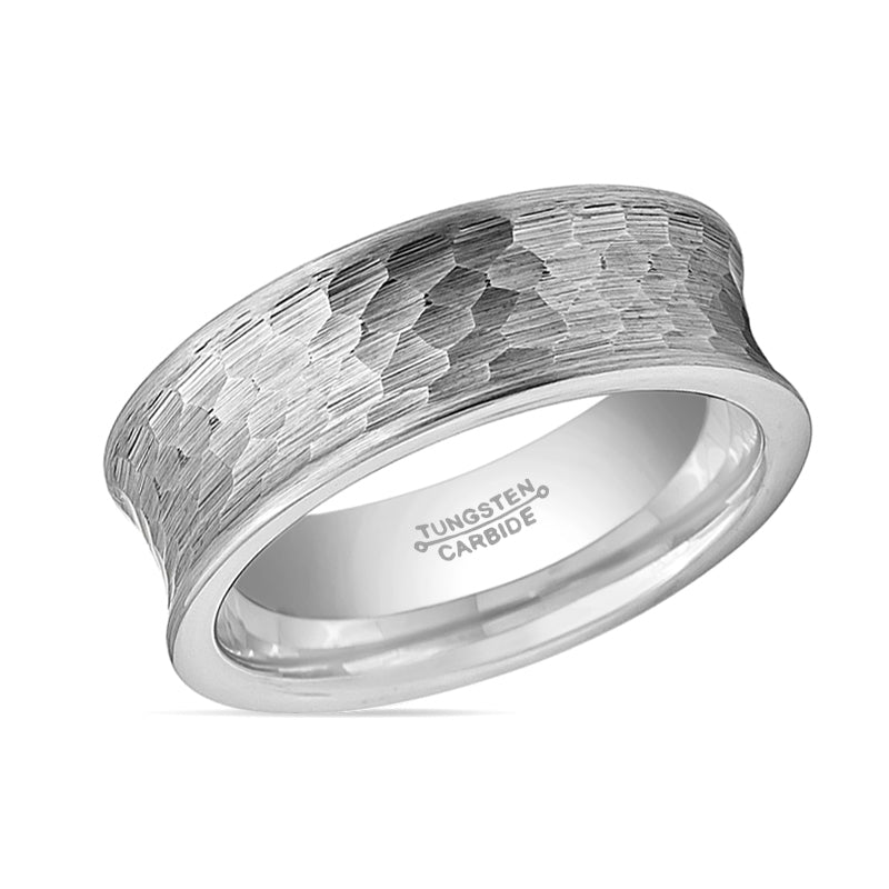 DECIUS | Concave Hammered Tungsten Ring