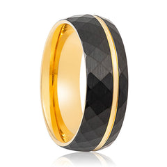 SAMSON | Yellow Gold Off-Center Groove Tungsten Ring