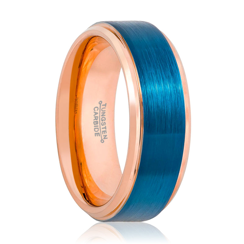 ZION | Two Tone Rose & Blue Tungsten Ring