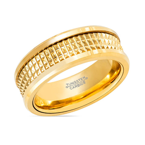 CAESAR | Yellow Gold with Jagged Center Tungsten Ring