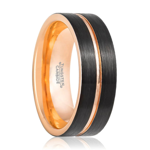 TRISTON | Rose Groove Pipe Cut Tungsten Ring