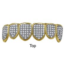 Hip Hop CZ Stone Fang 14K Yellow Gold Grillz