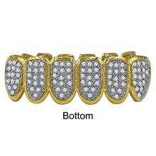 Hip Hop CZ Stone Fang 14K Yellow Gold Grillz