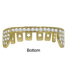 Hip Hop CZ Stone Grillz In 14K Yellow Gold Plated