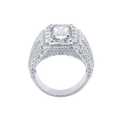 Reminiscent Solitaire Stone Rhodium Plated Silver Ring With CZ Stones