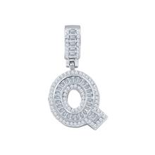 Signary Initials 925 Silver Rhodium Plated Pendant With CZ Stones