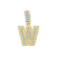 Signary Initials 925 Silver Yellow Gold Plated Pendant With CZ Stones