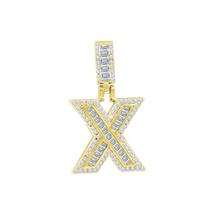 Signary Initials 925 Silver Yellow Gold Plated Pendant With CZ Stones