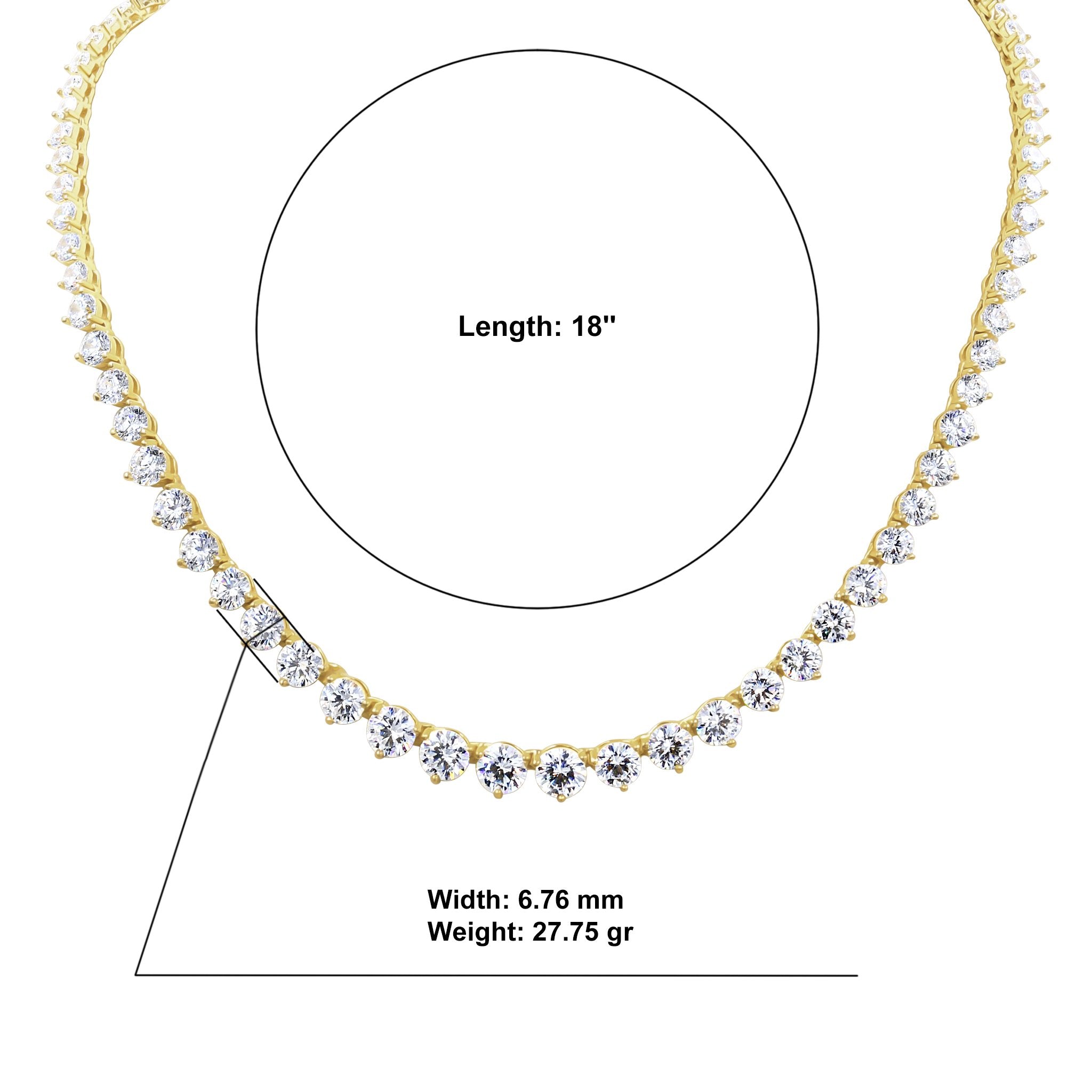 Luculentus 925 Silver 14K Yellow Gold Plated Chain With Cz Stones