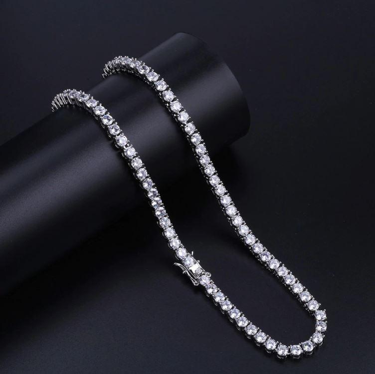PREMIUM 3mm 4mm 16 18 20 22 Inch White Gold Plated CZ Tennis Chain Necklace