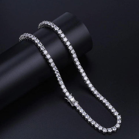 Sparkle 3Mm Choker 925 Silver Tennis Chain Rhodium Plated With White CZ Stones