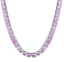 Sparkle 3MM Choker 925 Silver Tennis Chain Rhodium Plated With Pink CZ Stones