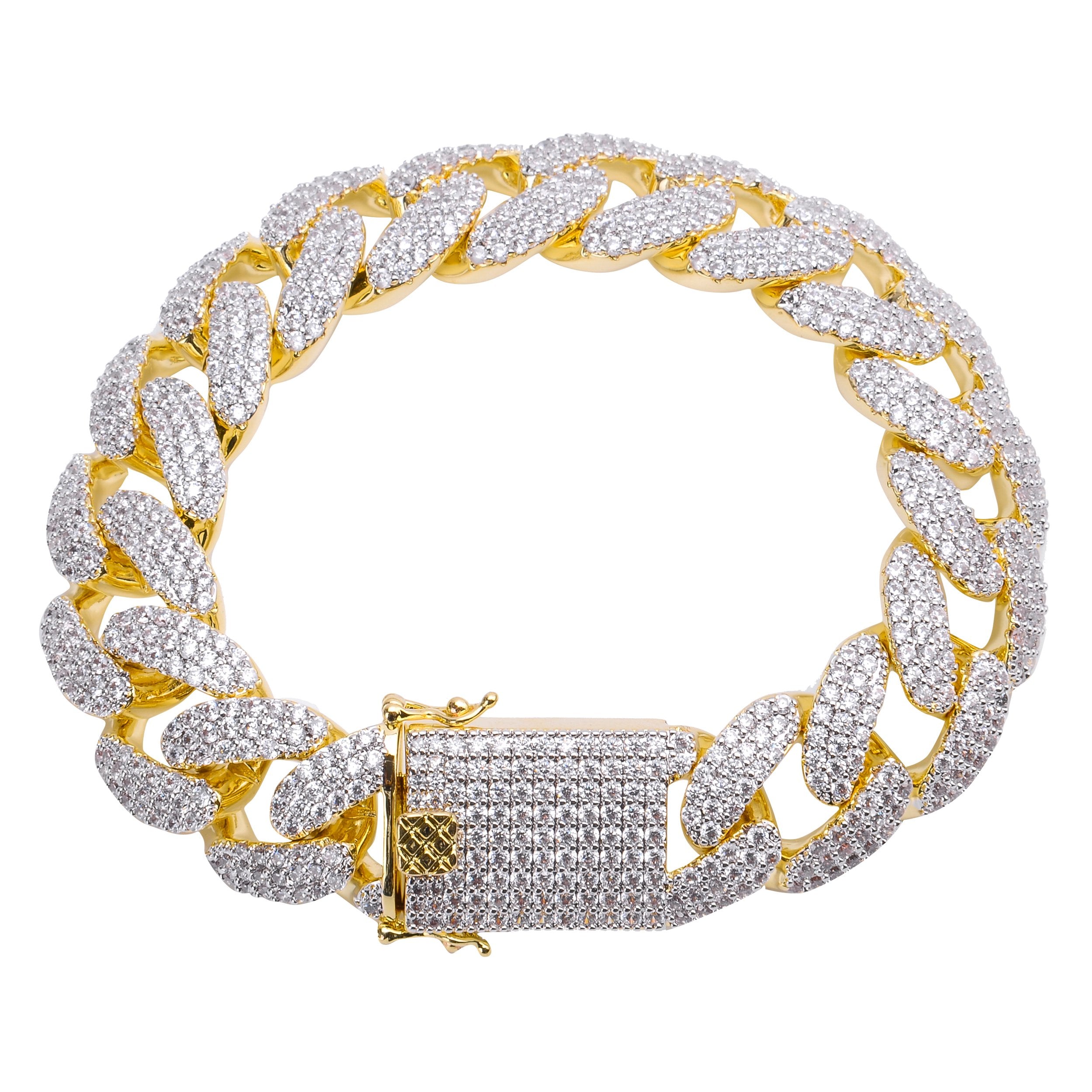 Titanium Diamond Cuban Link Bracelet Iced Out Gold Chain Bracelet