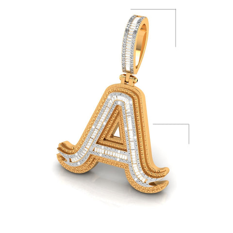 Onirique Initials 925 Sterling Silver 14K Gold Plated Pendant With Diamond Stones