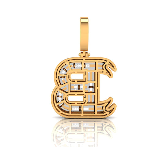 Onirique Initials 925 Sterling Silver 14K Gold Plated Pendant With Diamond Stones