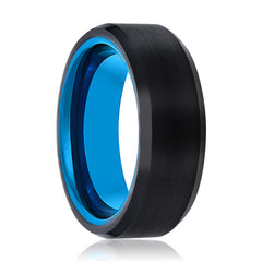 SKYLAR | Blue Black Beveled Edges Tungsten Ring