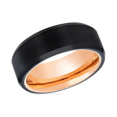 DIABLO | Rose Gold Black Beveled Edges Tungsten Ring