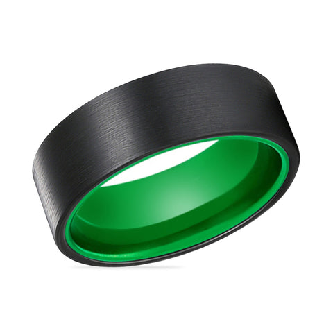 KERMIT | Green Black Flat Brushed Tungsten Ring