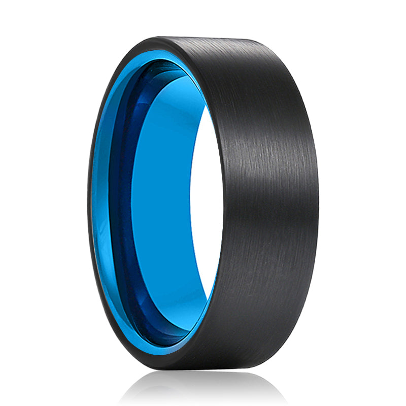 AZURA | Blue Black Brushed Flat Tungsten Ring