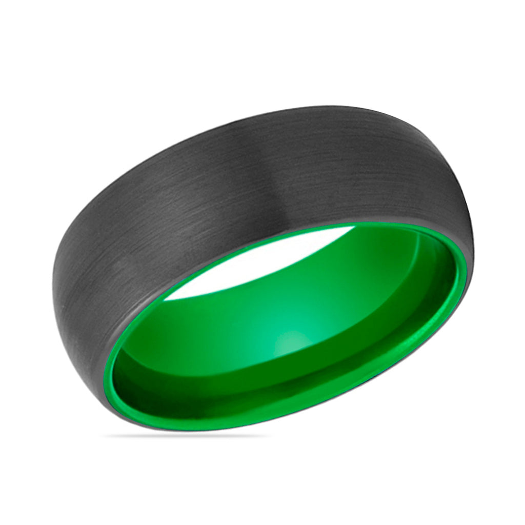 LAMBO | Green Black Brushed Domed Tungsten Ring