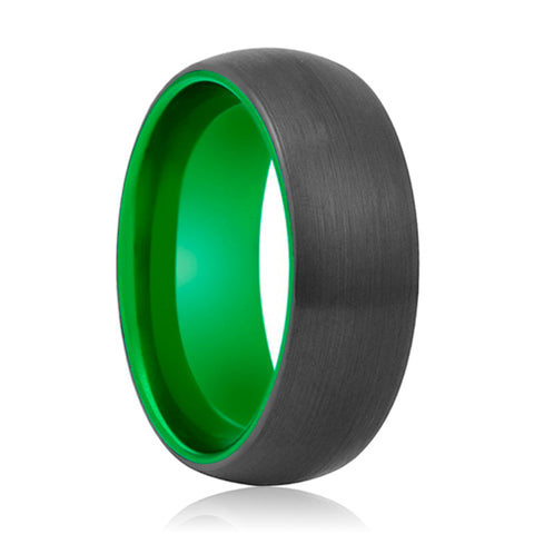 LAMBO | Green Black Brushed Domed Tungsten Ring