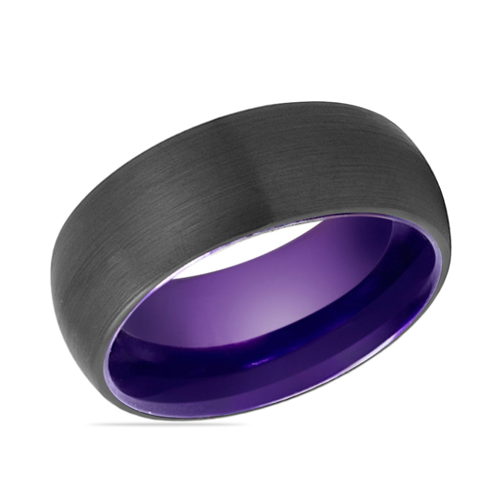 ASTER | Purple Black Brushed Domed Tungsten Ring