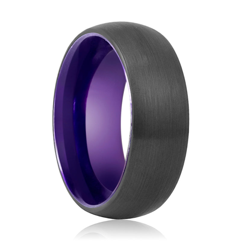 ASTER | Purple Black Brushed Domed Tungsten Ring