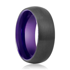 ASTER | Purple Black Brushed Domed Tungsten Ring