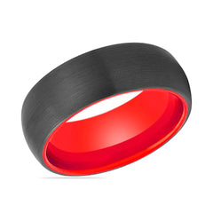 FERRARI | Red Black Brushed Domed Tungsten Ring