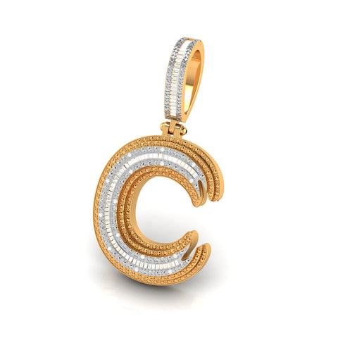 Onirique Initials 925 Sterling Silver 14K Gold Plated Pendant With Diamond Stones