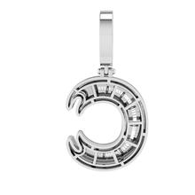 Onirique Initials 925 Sterling Silver Rhodium Plated Pendant With Diamond Stones