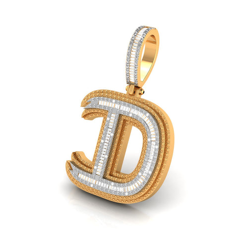 Onirique Initials 925 Sterling Silver 14K Gold Plated Pendant With Diamond Stones