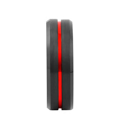 BUGATTI | Red Black Red Groove Beveled Edges Tungsten Ring