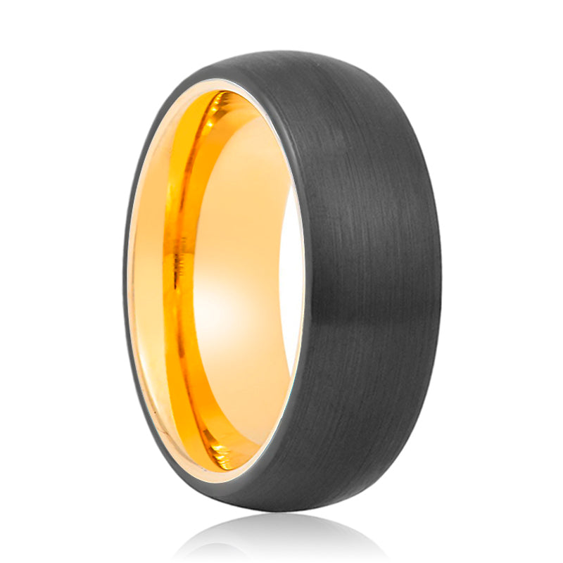 GRIM | Gold Black Domed Tungsten Ring