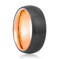 AUDI | Rose Gold Black Brushed Domed Tungsten Ring