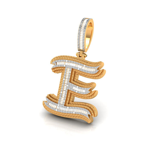 Onirique Initials 925 Sterling Silver 14K Gold Plated Pendant With Diamond Stones