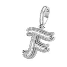 Onirique Initials 925 Sterling Silver Rhodium Plated Pendant With Diamond Stones