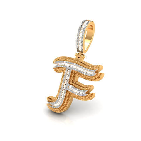 Onirique Initials 925 Sterling Silver 14K Gold Plated Pendant With Diamond Stones