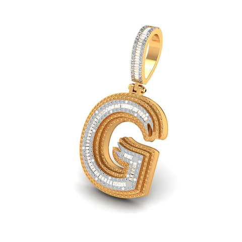 Onirique Initials 925 Sterling Silver 14K Gold Plated Pendant With Diamond Stones