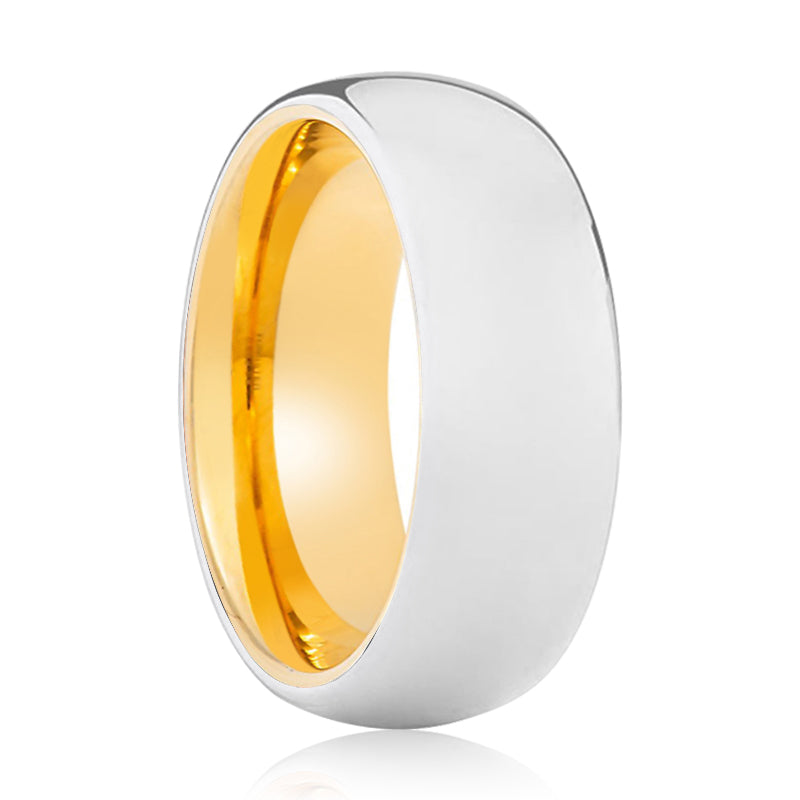 PYTHON | Gold Silver Shiny Domed Tungsten Ring