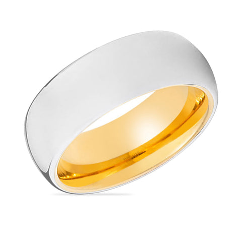 PYTHON | Gold Silver Shiny Domed Tungsten Ring