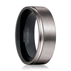 MAMBA | Black Gunmetal Offset Groove Tungsten Ring