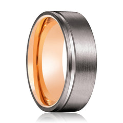 OCTOBER | Rose Gold Gunmetal Offset Groove Tungsten Ring