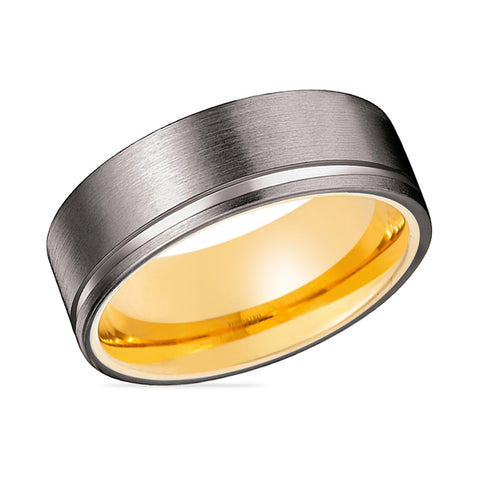 WIZ | Gold Gunmetal Offset Groove Tungsten Ring